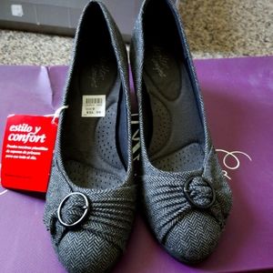 Grey Slip On Wedges